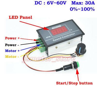 PWM 30A Variator turatie, regulator turatie motor DC 6-12-24-48V. Nou!