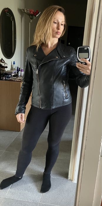 Черно яке от естествена кожа