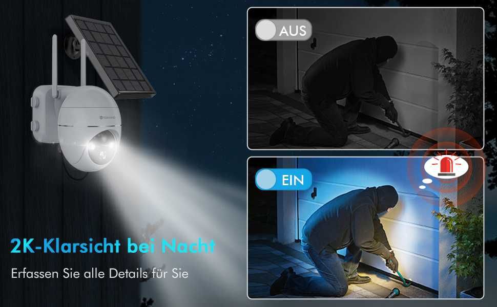 Camera solara Yeskamo 360° 2K ,CCTV,baterie reîncărcabilă,alb ,sigilat