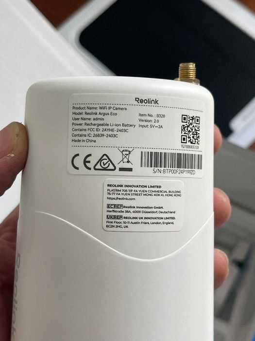 Cameră exterior Reolink 5 MP WiFi fără fir cu panou solar, cu detectare PIR și AI, Wi-Fi, viziune nocturnă IR, audio bidirecțional, Argus Eco 3K