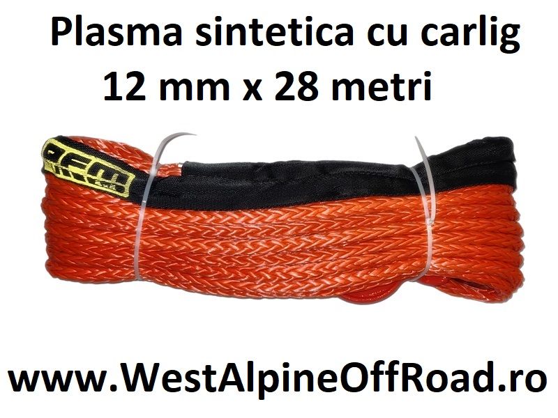 PLASMA SINTETICA cu CARLIG pentru TROLIU auto 12 mm X 28 Metri