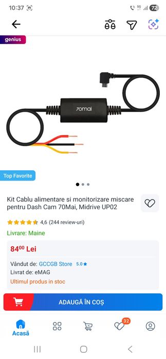 Camera auto Xiaomi 70mai A500S plus camera spate  RC06 plus card 128gb