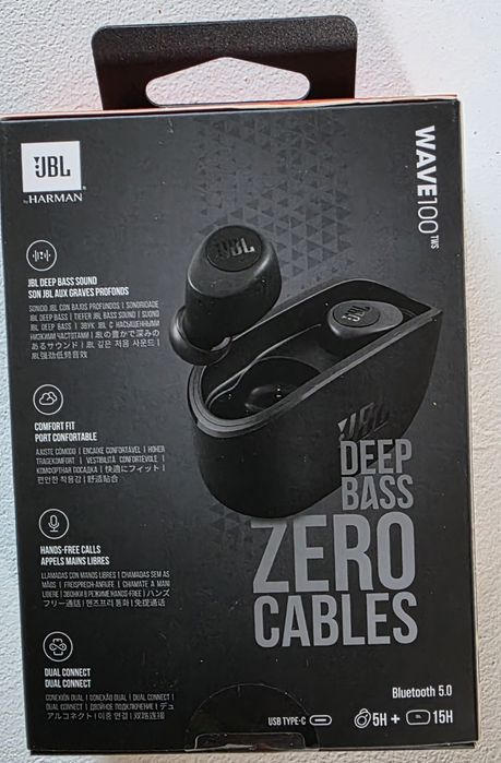 Casti JBL Wave Buds, True wireless, Bluetooth, In-ear, Microfon, negru, sigilate