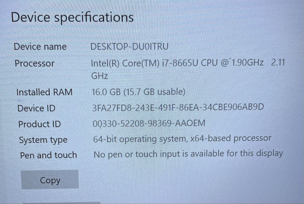 Lenovo T490 i7 / ram 16GB / ssd 512GB