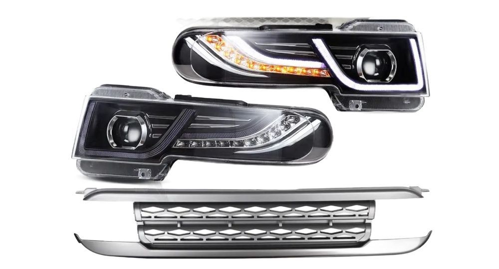 Set faruri Toyota Fj Cruiser, 02.2006-, montare fata, stanga+dreapta, indicator dinamic; D2H+H7+LED; manual; cu grila; Tuning; halogen; xenon; LED