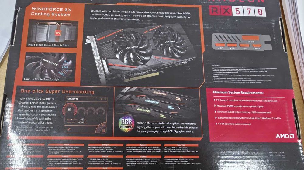 Продавам Gigabyte Radeon RX 570 Gaming 4GB GDDR5 (GB RX570GAMING-4GD)