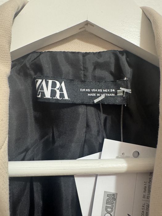 Sacou oversize croiala masculina bej grej Zara marimea XS