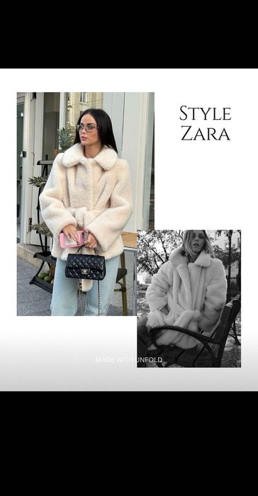 Zara Зара палто с косъм, пухено палто, faux fur coat, чисто ново с етикет и кутия!
