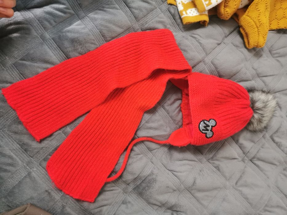 Шапка шарф зимняя детская теплая