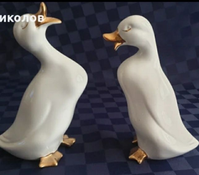 Кристален  декантер, сервиз с гъски,композиция с гъски  чифт патици