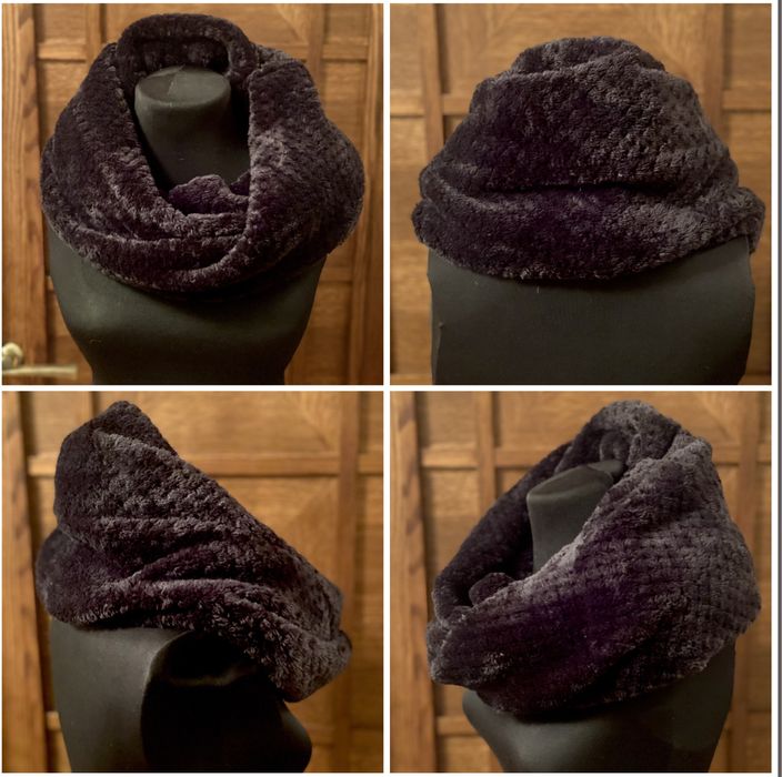 Шарф  снуд чёрный искусственный мех