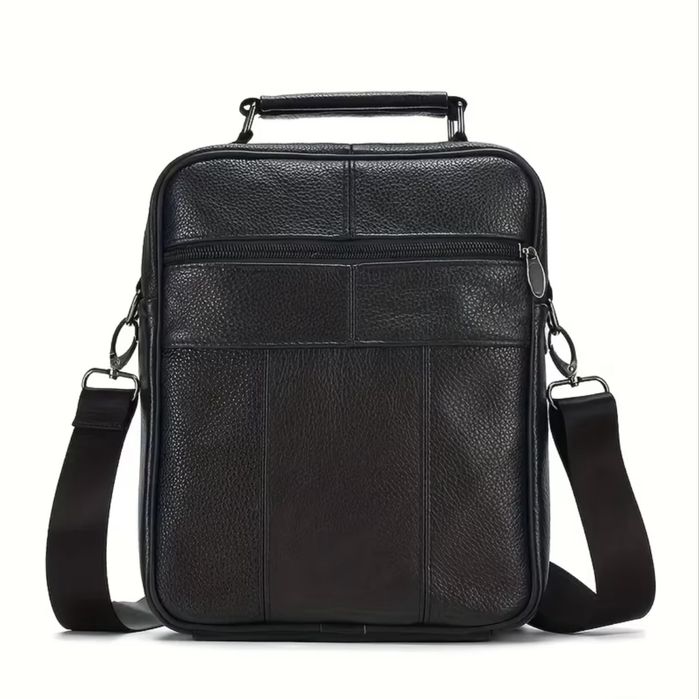 Мъжка дизайнерска ежедневна и стилна чанта с ципове/Кафява естест.кожа