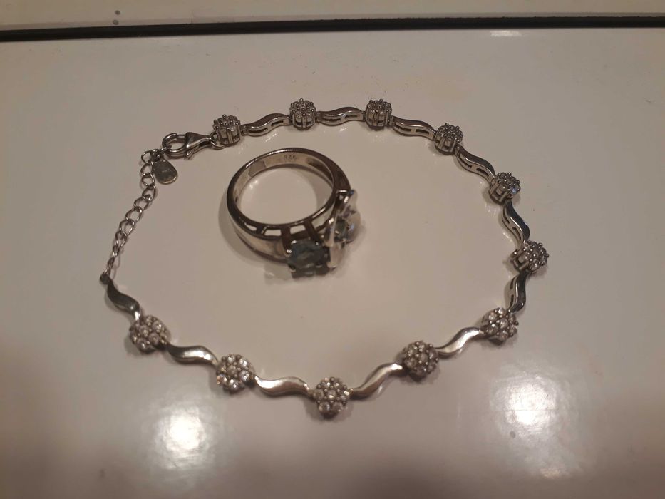 Bratara argint cu cristale reglabila