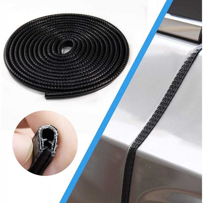 Предпазна декоративна лайсна/Протектор за врата 5 метра - Черна.