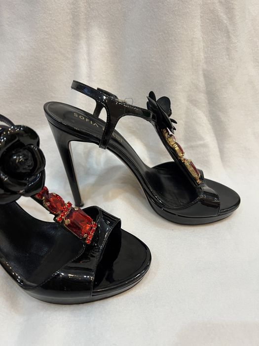 Sandale negre cu toc Sofia Baldi