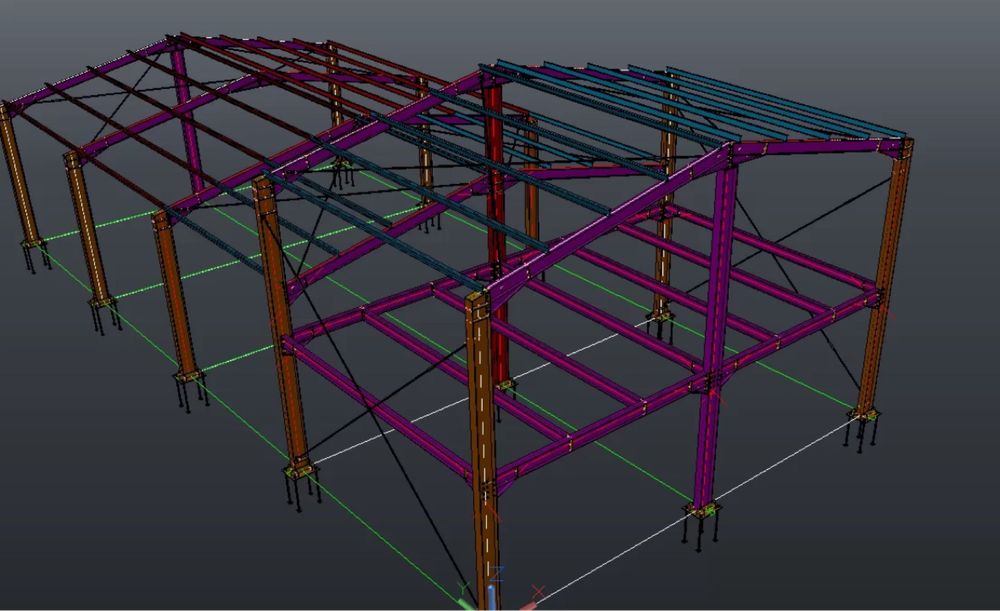 Vand schimb hala pe structura metalica 8x16x4 inchisa cu panouri