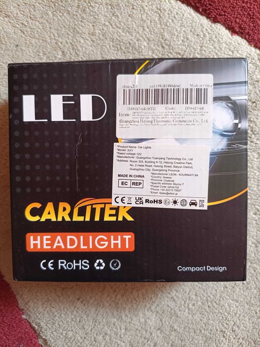 Becuri Auto LED cu Lupă H7 CARLITEK 12V, 2x30W, 6000K (alb rece) - NOU