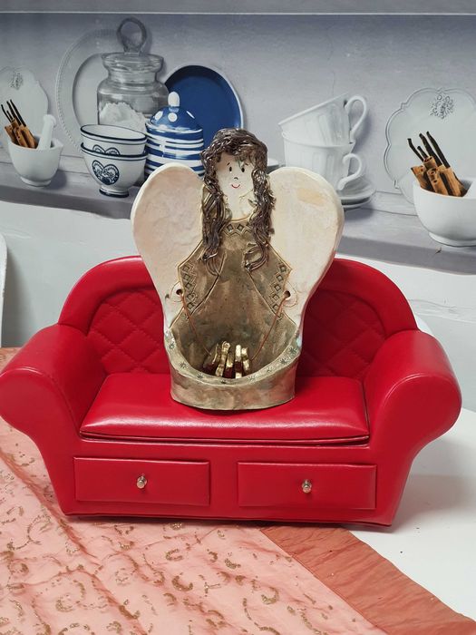 Decoratiune de Craciun din ceramica ingeras