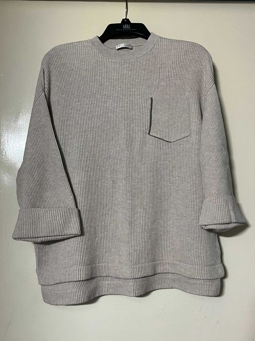 Pulover Bej din Bumbac, Brunello Cucinelli
