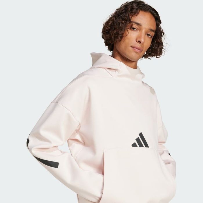 НОВ оригинален бледо розов памучен суичър ADIDAS ZNE размер L от САЩ