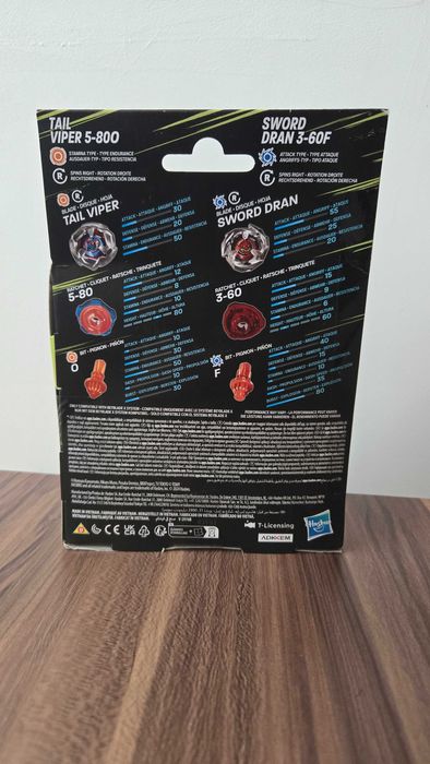 Beyblade X Set 2 Bey-uri Tail Viper 5-80O & Sword Dran 3-60F (Sigilat)