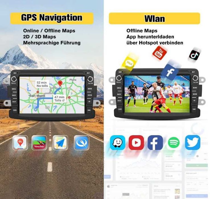 Junsun Android Автомобилна Мултимедия 7" - CarPlay, Android Auto, Bluetooth, WiFi