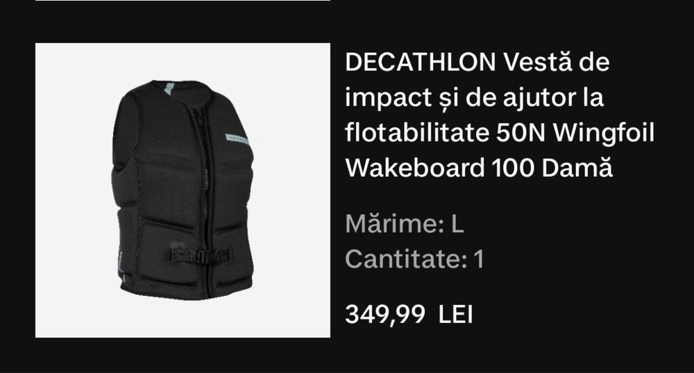 Vesta flotabilitate dama, wakeboard 100 wingfoil 50N