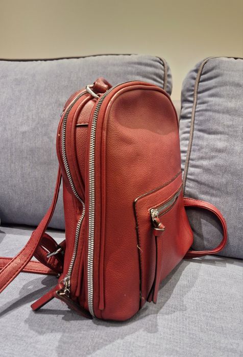 Дамска Кожена Чанта/ Раница Бордо