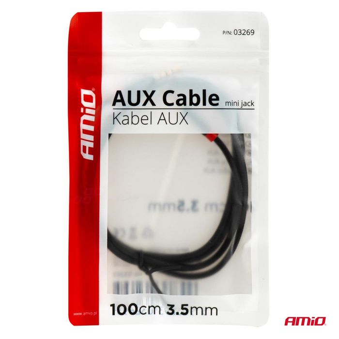 Aux mini jack кабел 3.5mm оплетен 100cm amio-03269