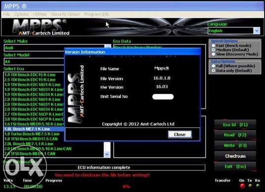Nou - interfata MPPS v16 ECU Chip Tuning EDC15 EDC16 EDC17 CHECKSUM