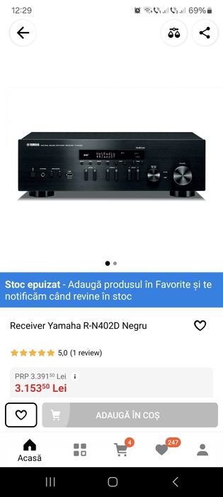 Receiver amplificator Yamaha R N402D, bluetooth, stick, internet radio