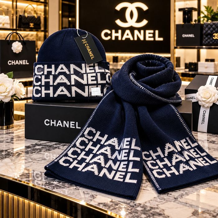 Зимни комплекти шапка и шал унисекс – Dior, Louis Vuitton, Balenciaga, Chanel
