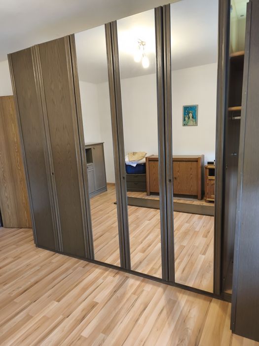 Dulap haine/dressing cu  oglinzi, stejar inchis