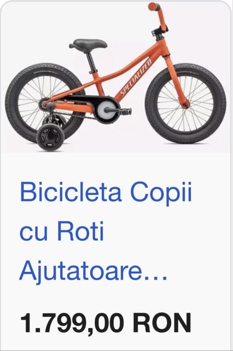 Bicicleta copii Specialized 16 " , 4-6 ani, chiar 7, are roți ajutatoare,  Brasov
