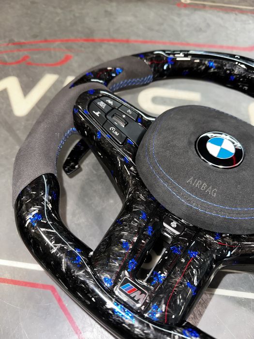 Volan BMW - Carbon Forjat Albastru - Seria G - Incalzire - TJA - Vibro