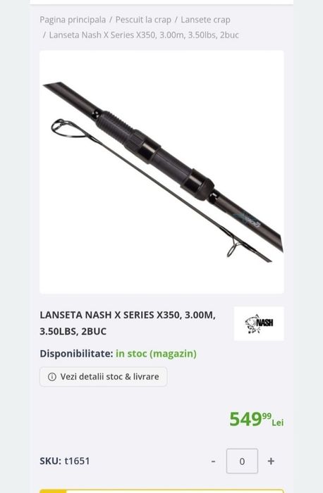 Nash x series 3.05m 3.5lb