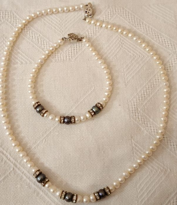 Колье с браслетом жемчуг