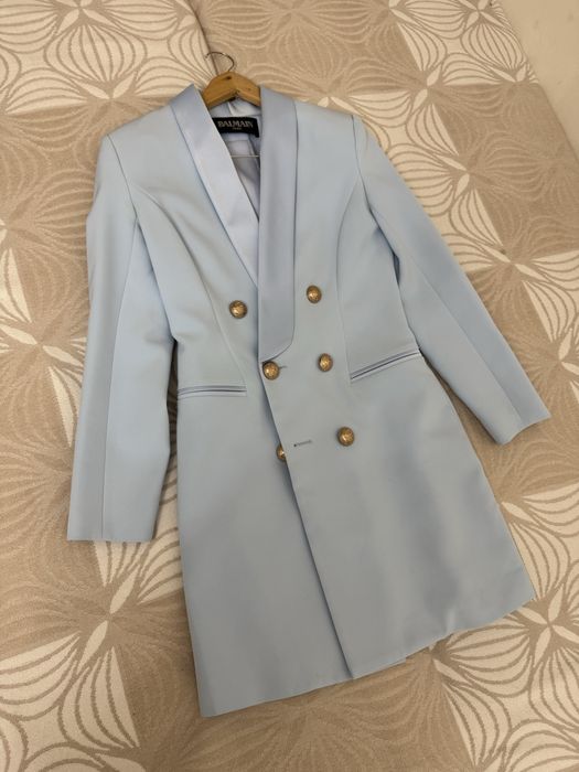 Платье-пиджак голубое