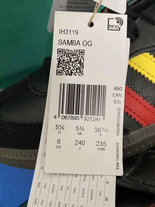 Adidas Samba OG Black Rasta marimea 38 si 2/3