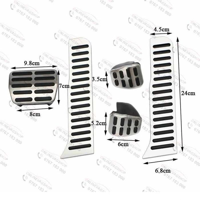 Set pedale inox cutie DSG sau manuala VW Passat B6,B7, CC, Tiguan, Golf 5, Golf 6, Eos, Scirocco, Skoda octavia 2, Seat Leon 1P