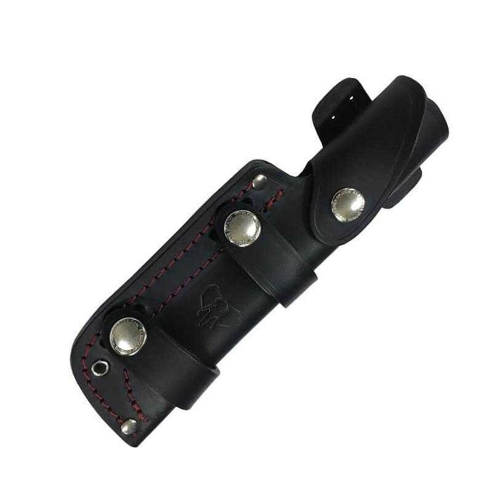 Cutit bushcraft Cudeman Ent, maner micarta neagra, lama otel Bohler N690Co, teaca piele