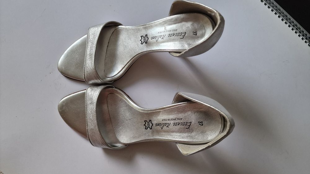 Sandale argintii piele interior exterior