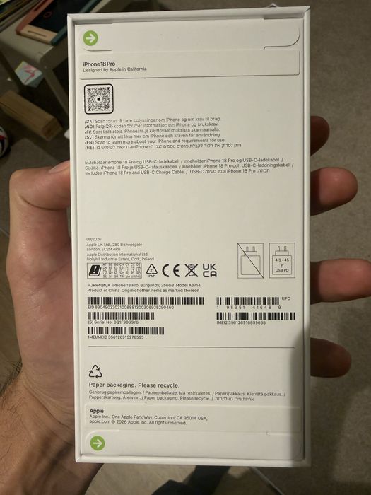 Iphone 18 pro 256gb burgundy nou sigilat