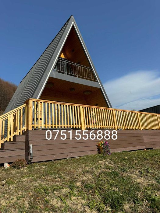 Cabana stil A-Frame si Case din structura de lemn
