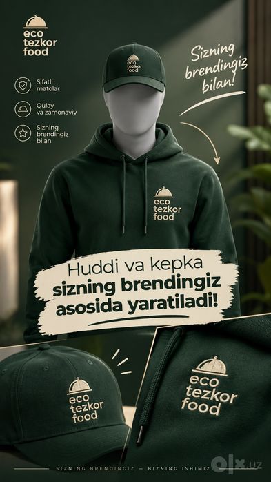 Premium hudi,fudbolka va kepkalarn logotiping BN tayyorlab beramizla