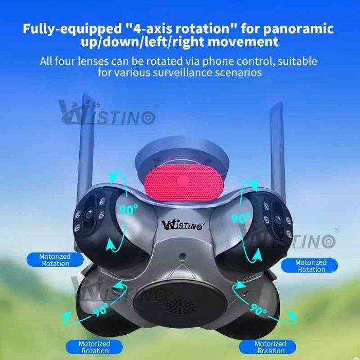 Външна 16MP 360 градуса Wifi камера Четири PTZ човешка проследяване