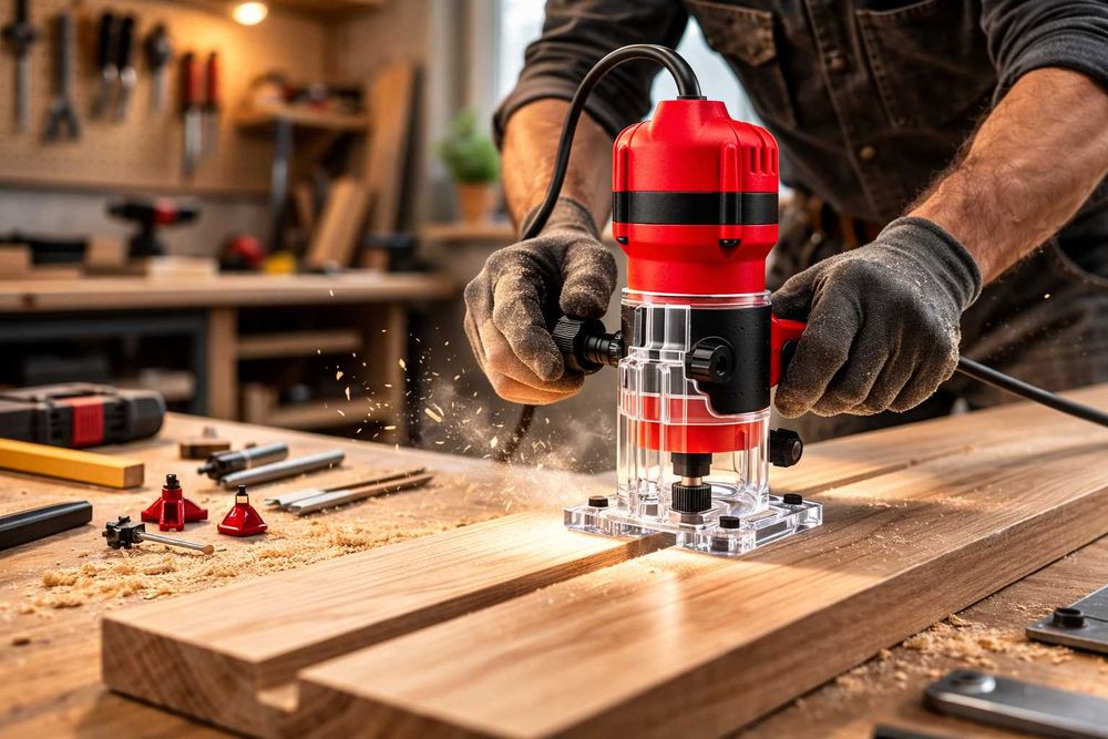 Wood Trimmer 800W Freza Lemn + Set 15 Freze Inclus