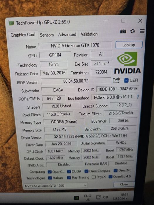 Видеокарта EVGA GTX 1070 FTW