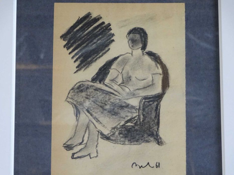 Corneliu Baba, ’Model pe fotoliu’, carbune pe hartie