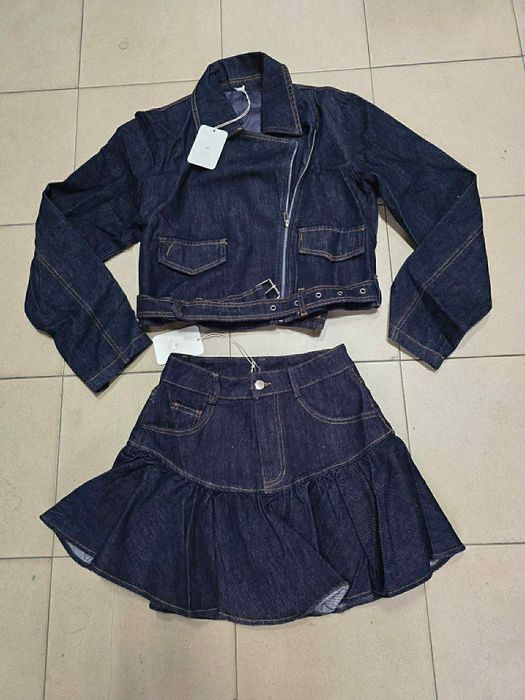 Дънкова пола с къдрички по модел на Pause